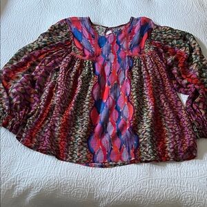 Anthropologie Blank London Miranda Peasant Blouse Purple Motif leopard print M